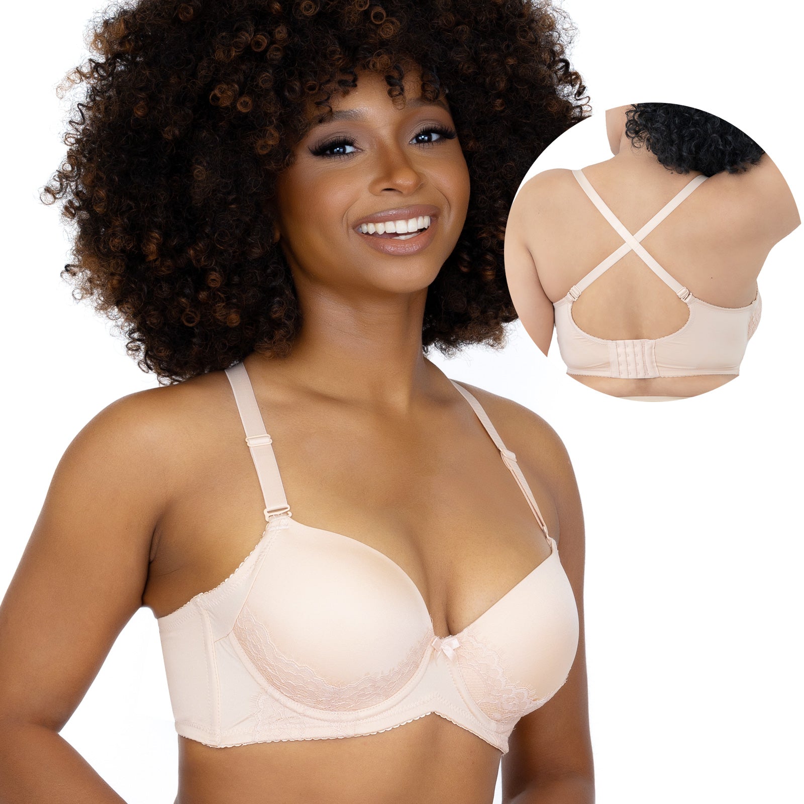 FINALLYBRA Signature Robust Support Side Back Smoothing Convertible Push in Shape Bra PeachPuff 32A