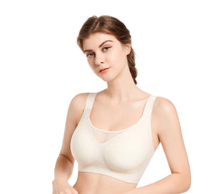 Collections Etc Full-Coverage Posture Support Wireless Lace Bra -  Ultra-comfortable, Front Closure, Lined Cups, Full Side Underarm Coverage 